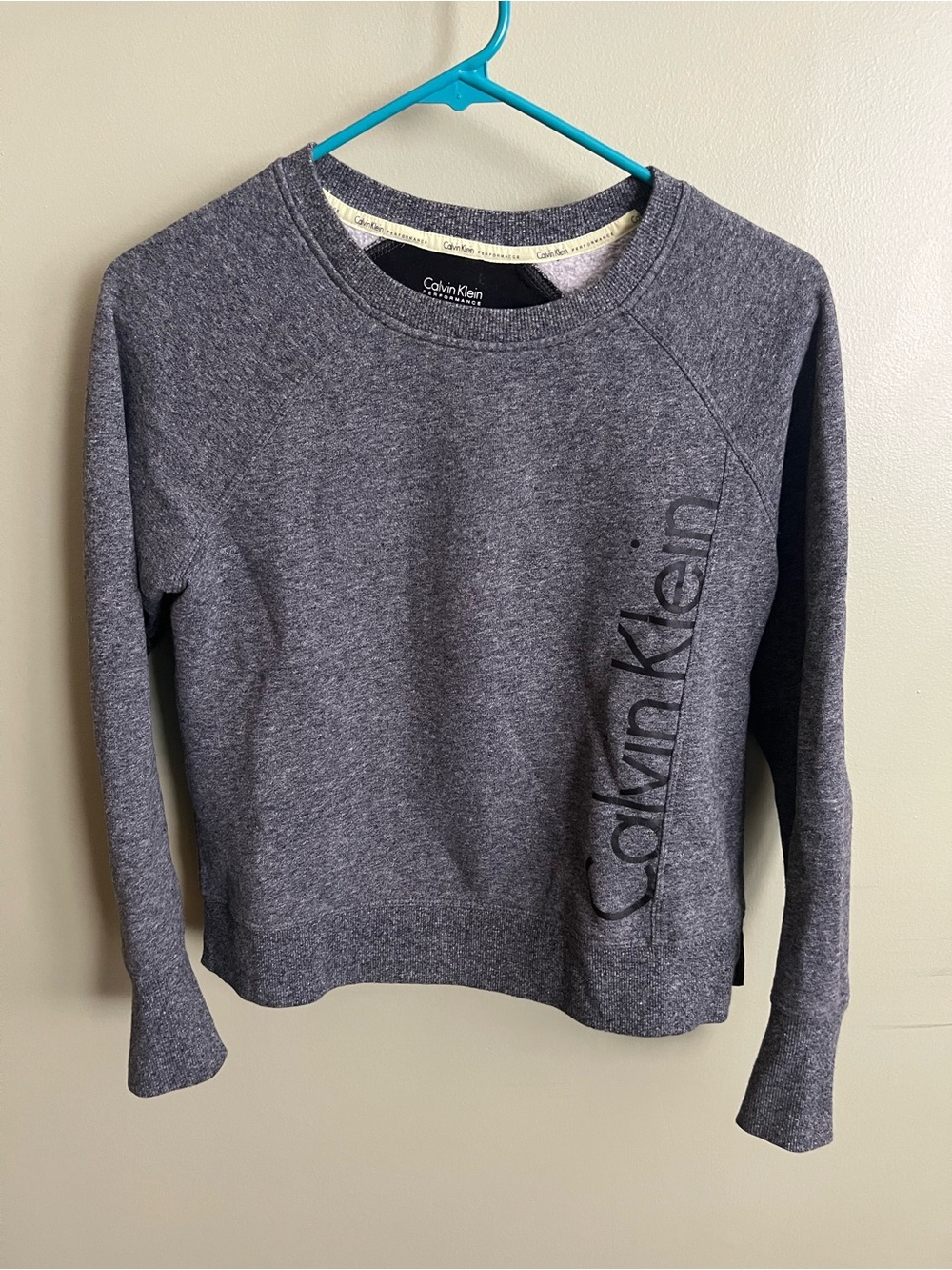 Calvin Klein Dark Heather Gray Sweatshirt Tag Detail